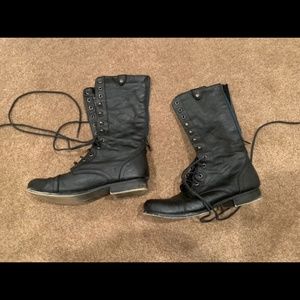 Black Tall Combat Boots (Size 9)